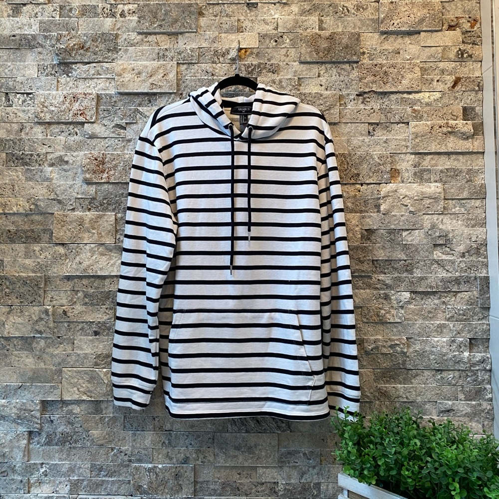 Black and White Striped Hoodie